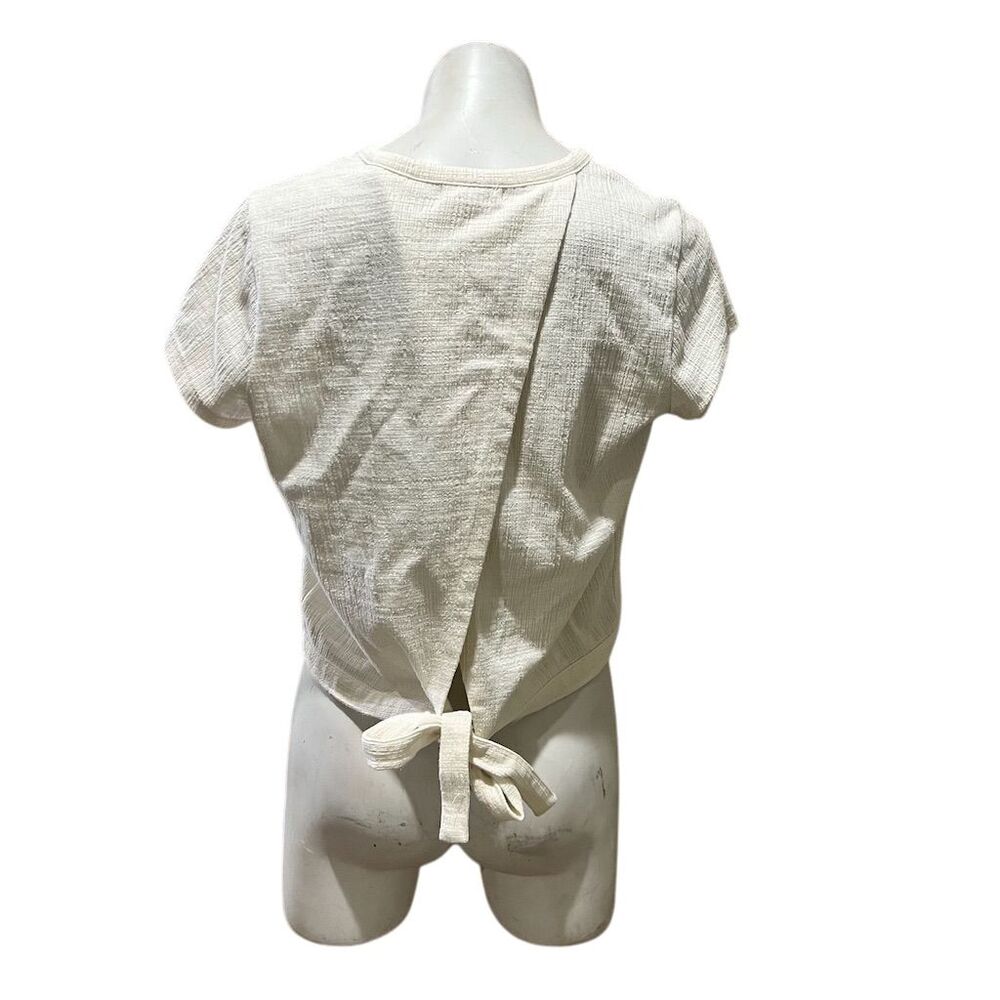 Madewell Women's Ivory Tie-Back Short Sleeve Top Size M Casual - Picture 4 of 9
